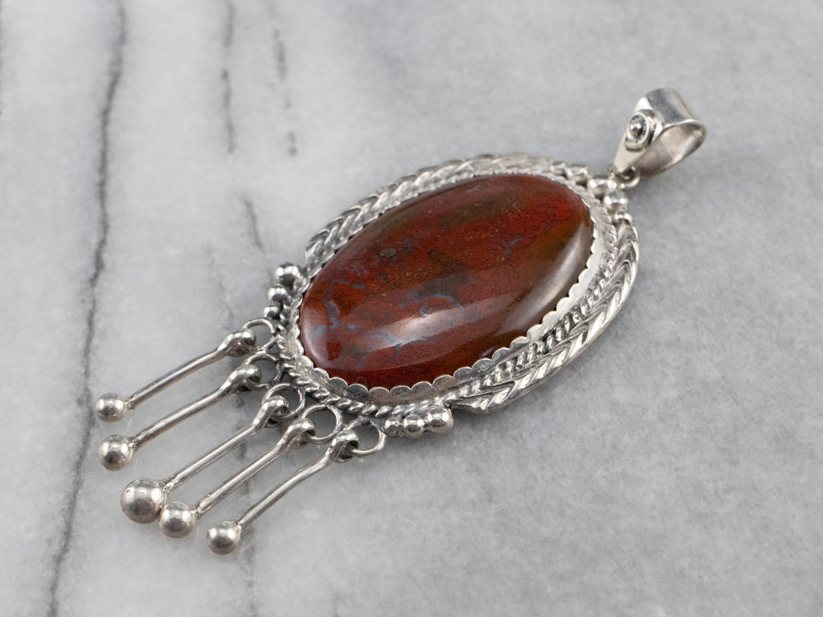 Sterling Silver Red Jasper Statement Pendant