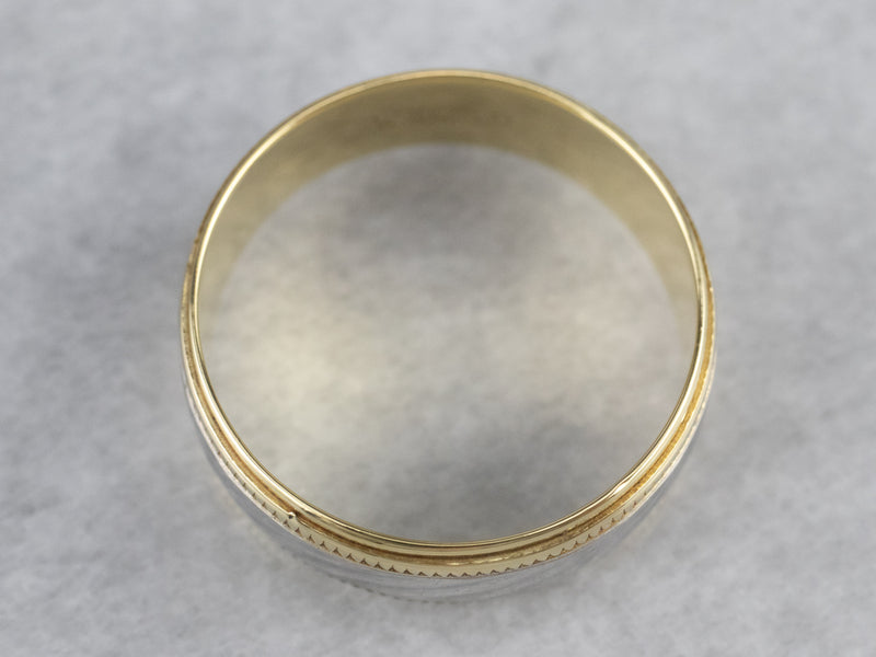 Platinum 18K Gold Patterned Wedding Band