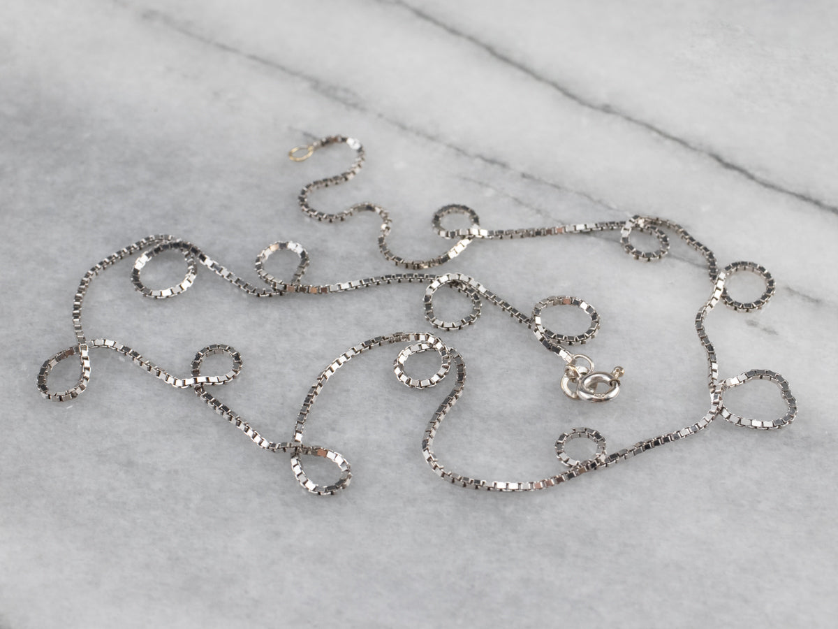 Long 18K White Gold Box Chain