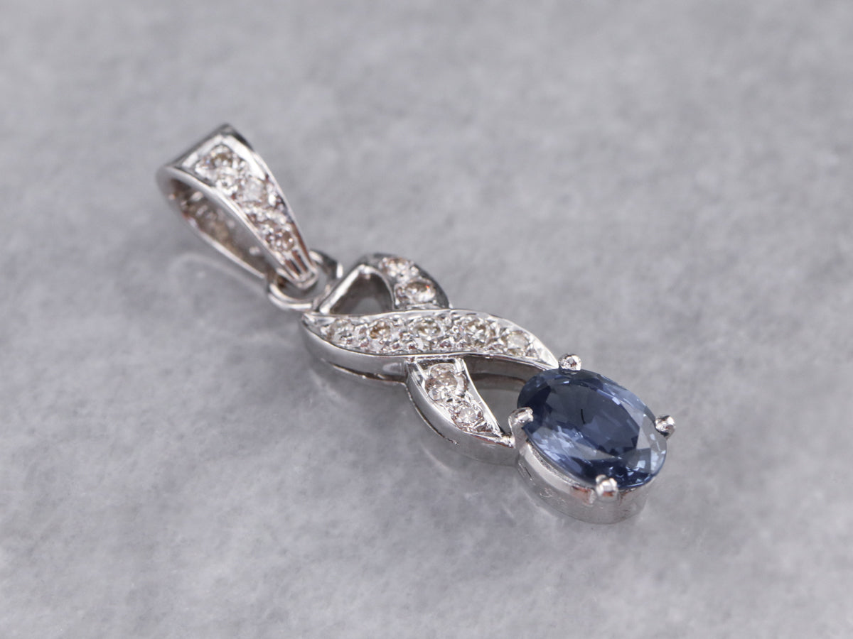 Sapphire Diamond White Gold Pendant