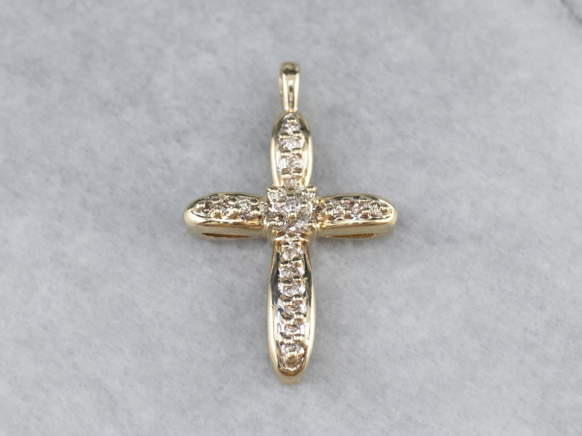 Modern Champagne Diamond Cross