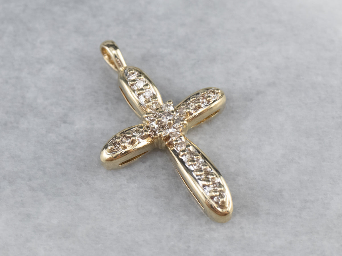 Modern Champagne Diamond Cross