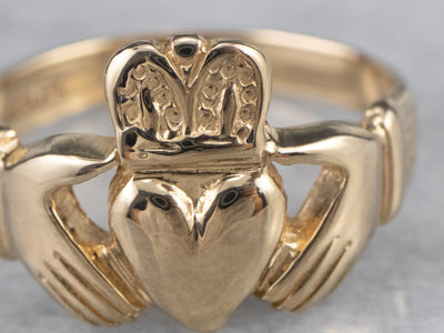 14K Yellow Gold Irish Claddagh Ring Size 6 #15618 For Sale at 1stDibs | claddagh  ring direction, emerald lin md, claddagh ring orientation