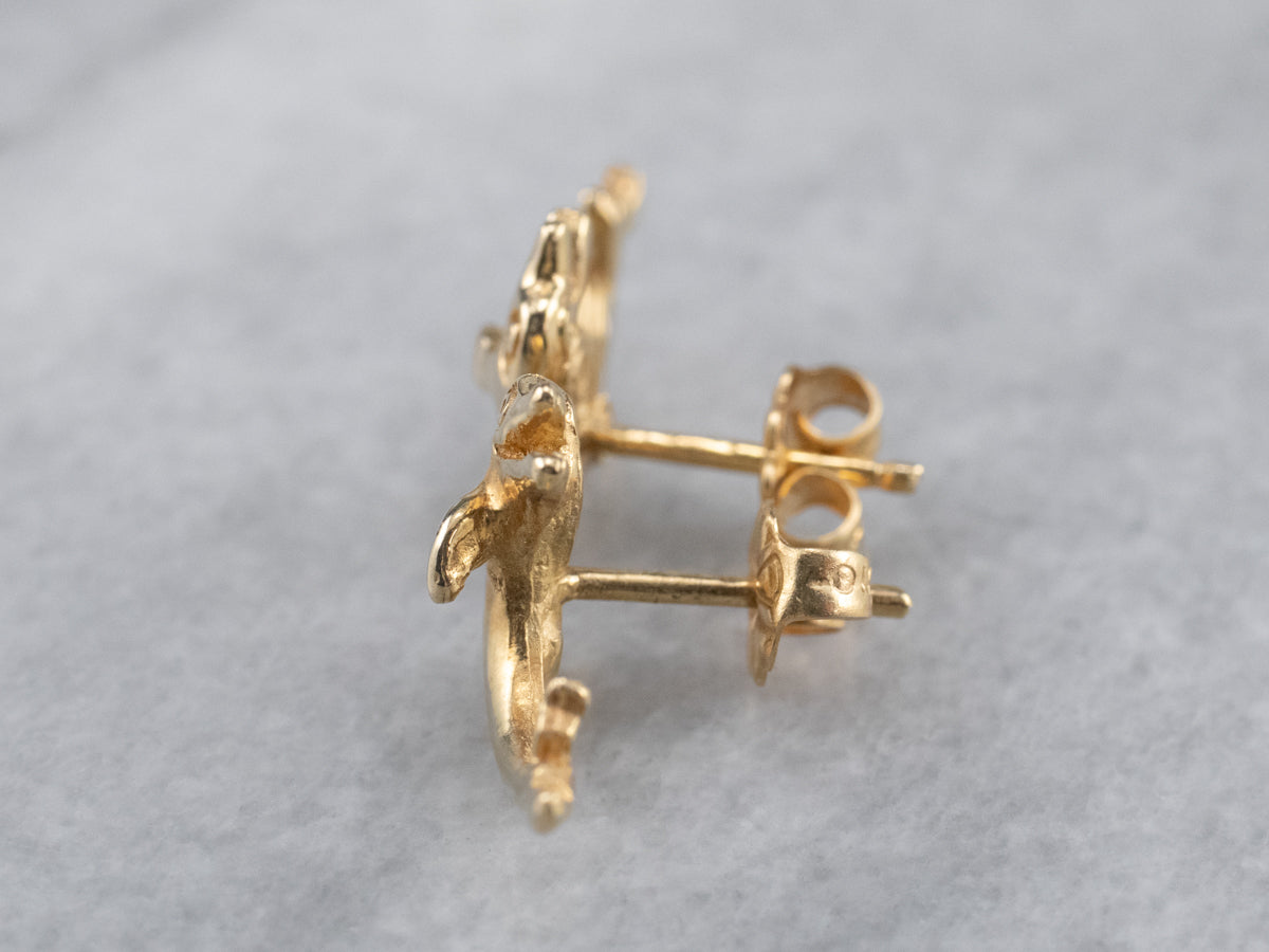 Gold Dolphin Stud Earrings