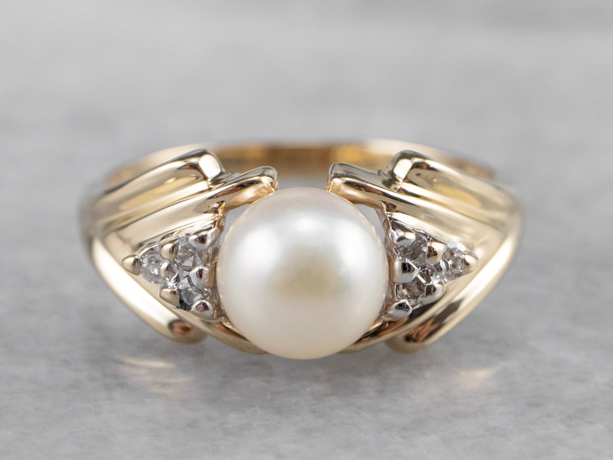 Vintage Pearl and Diamond Ring