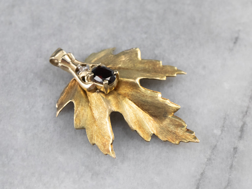 Garnet Leaf Pendant - 14k hotsell Gold, Fine Jewelry