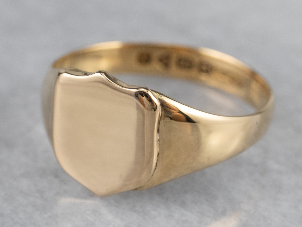 18K Gold Shield Signet Ring