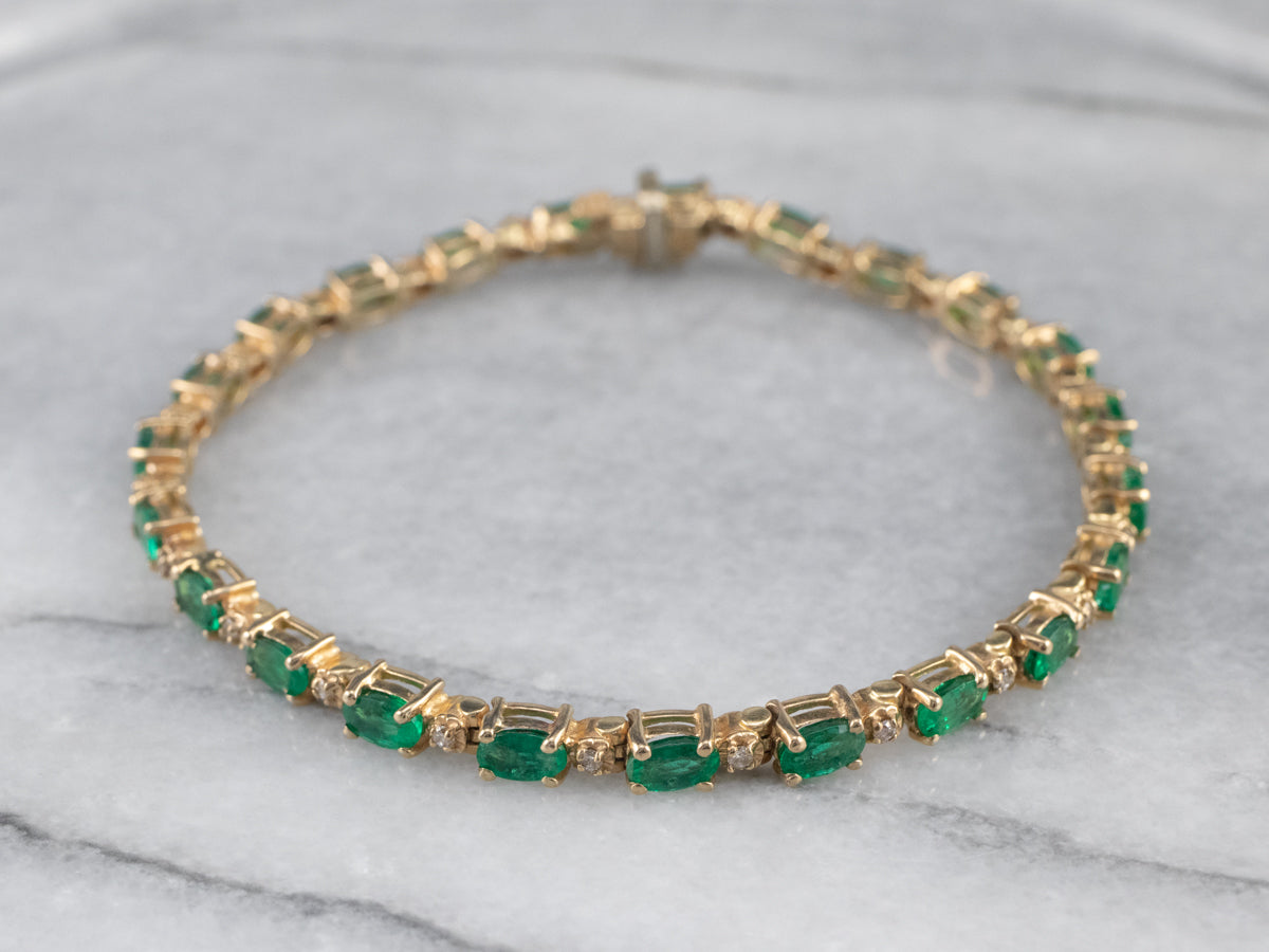 Emerald Diamond Gold Tennis Bracelet