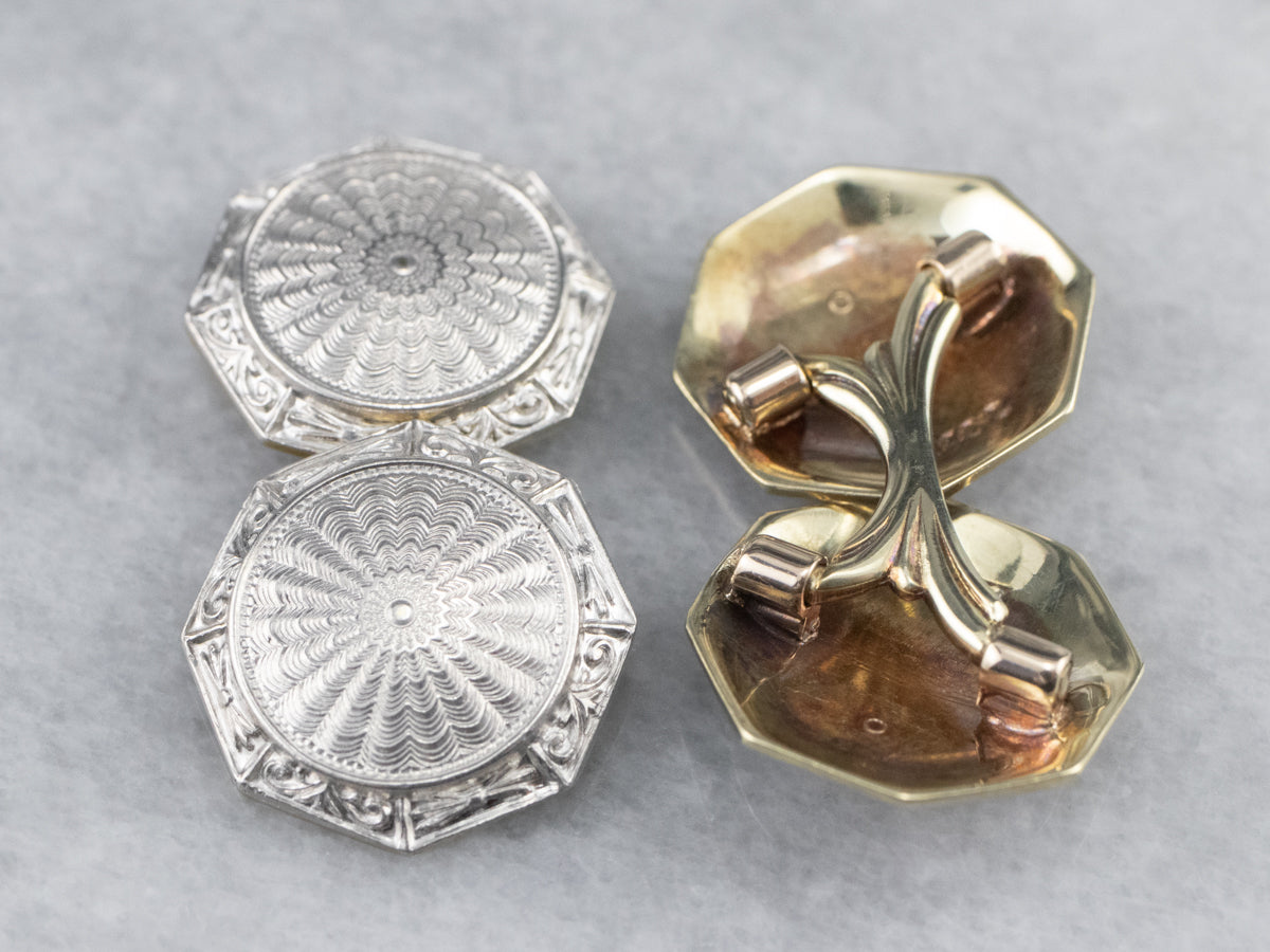 Vintage Art Deco 14k White online Gold Cuff Links