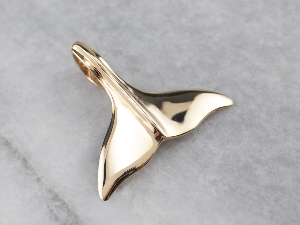 14K Gold Whale Tail Pendant