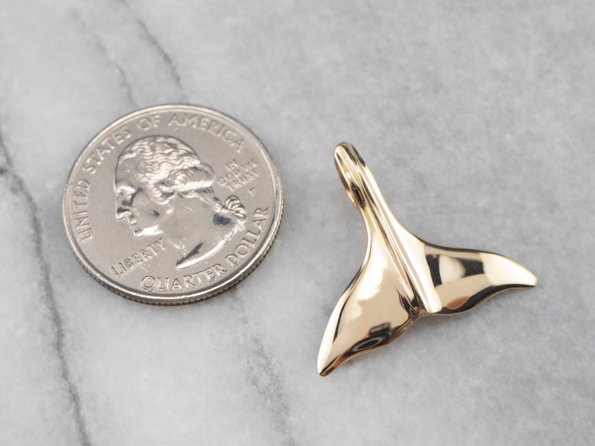 14K Gold Whale Tail Pendant