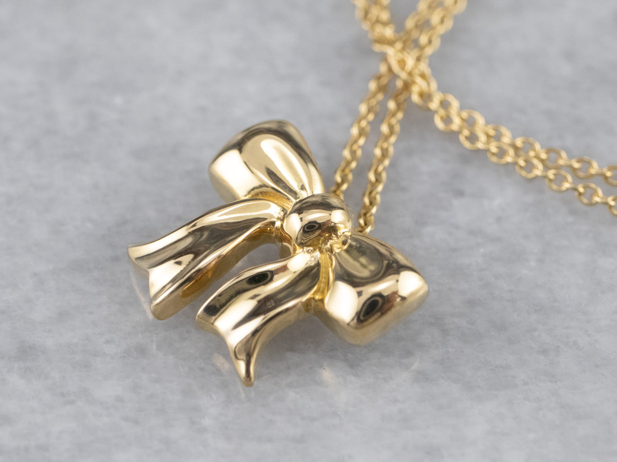 Tiffany & Co 18K Gold Bow Chain Necklace