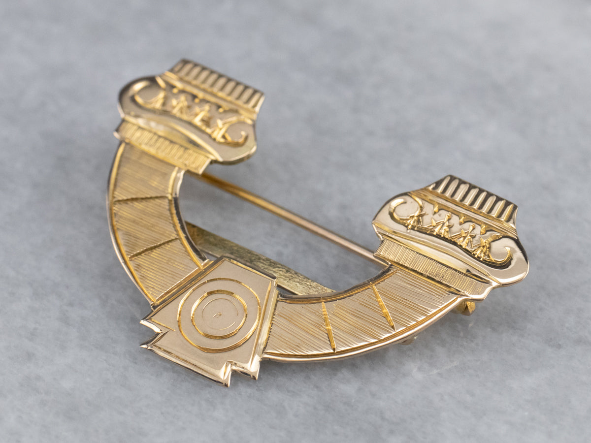 Vintage Grecian Gold Sash Pin