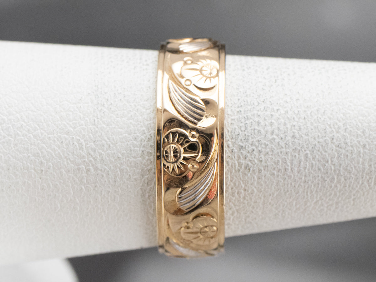 Engraved Gold Floral Band