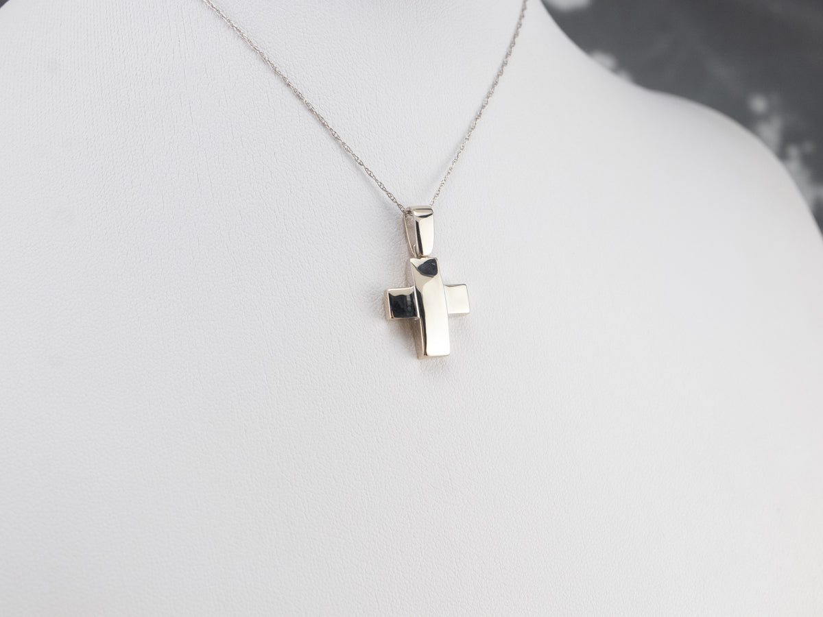 Bold White Gold Cross Pendant