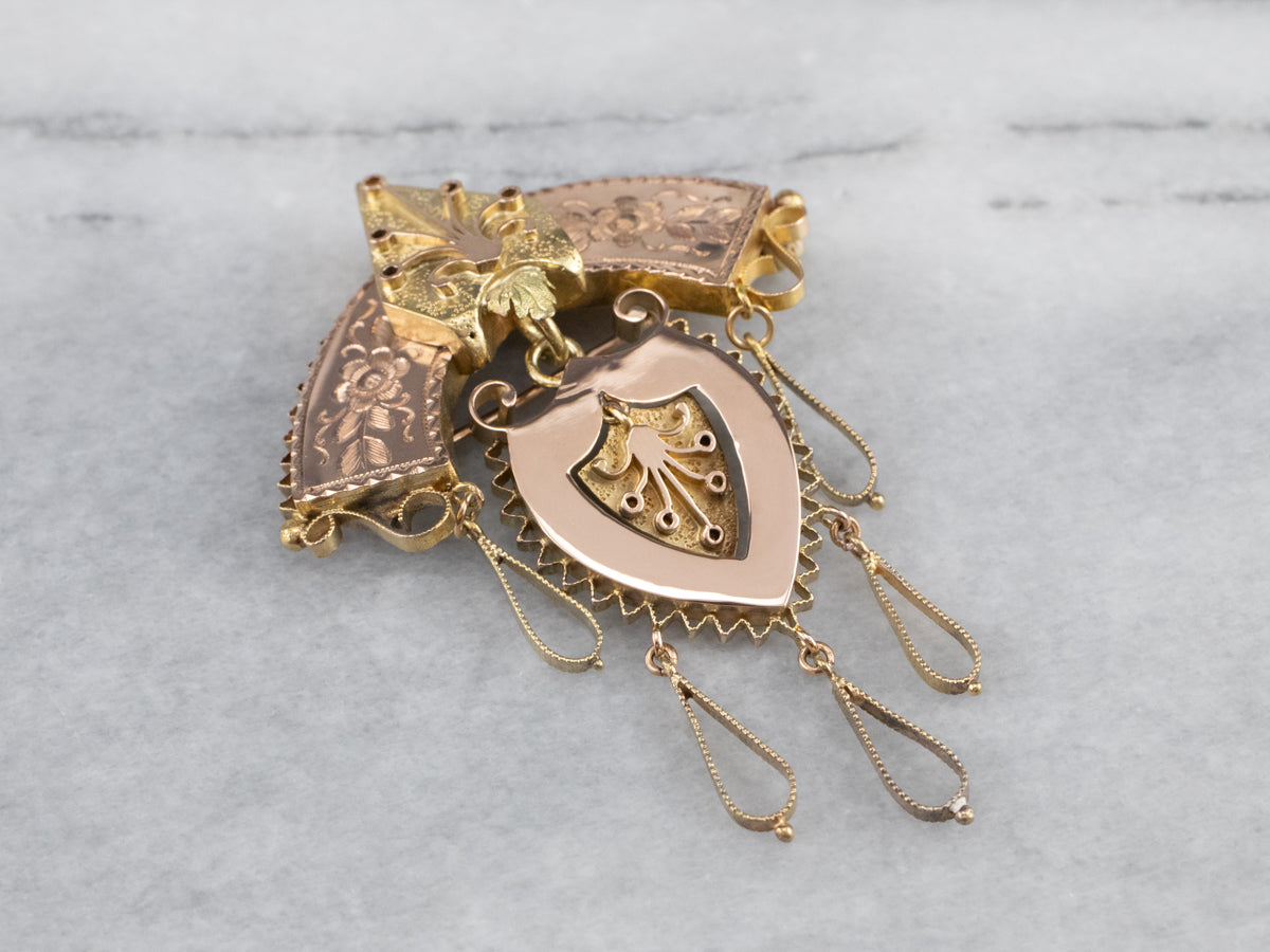 Victorian Ornate Rose Gold Chandelier Brooch