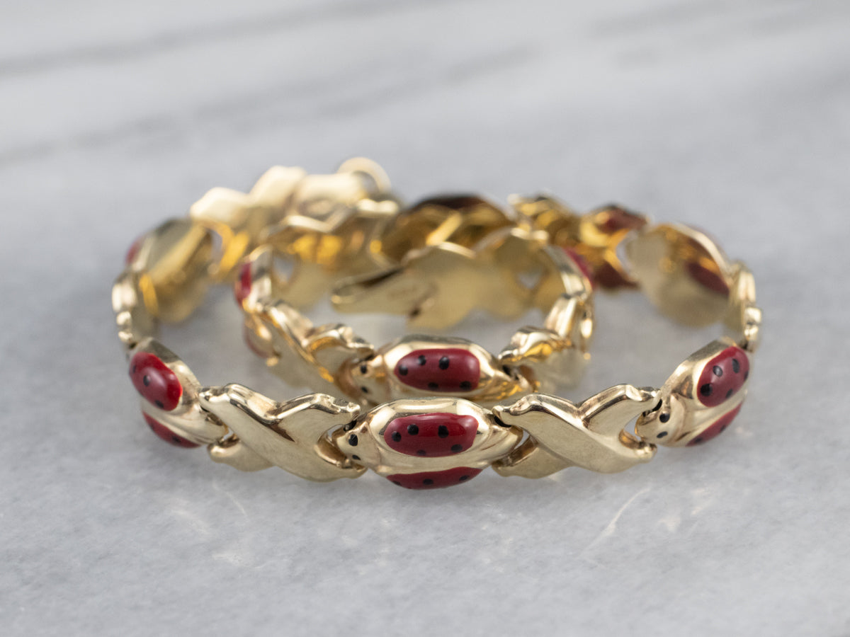 Enameled Red Ladybug Bracelet (14K) – Popular J