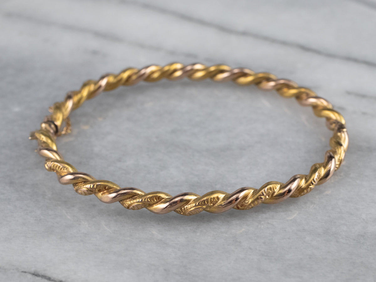 Victorian Twisted Gold Bangle Bracelet