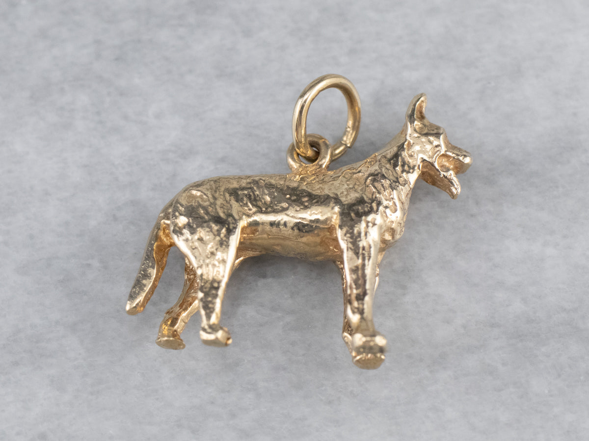 14K Gold German Shepherd Dog Charm