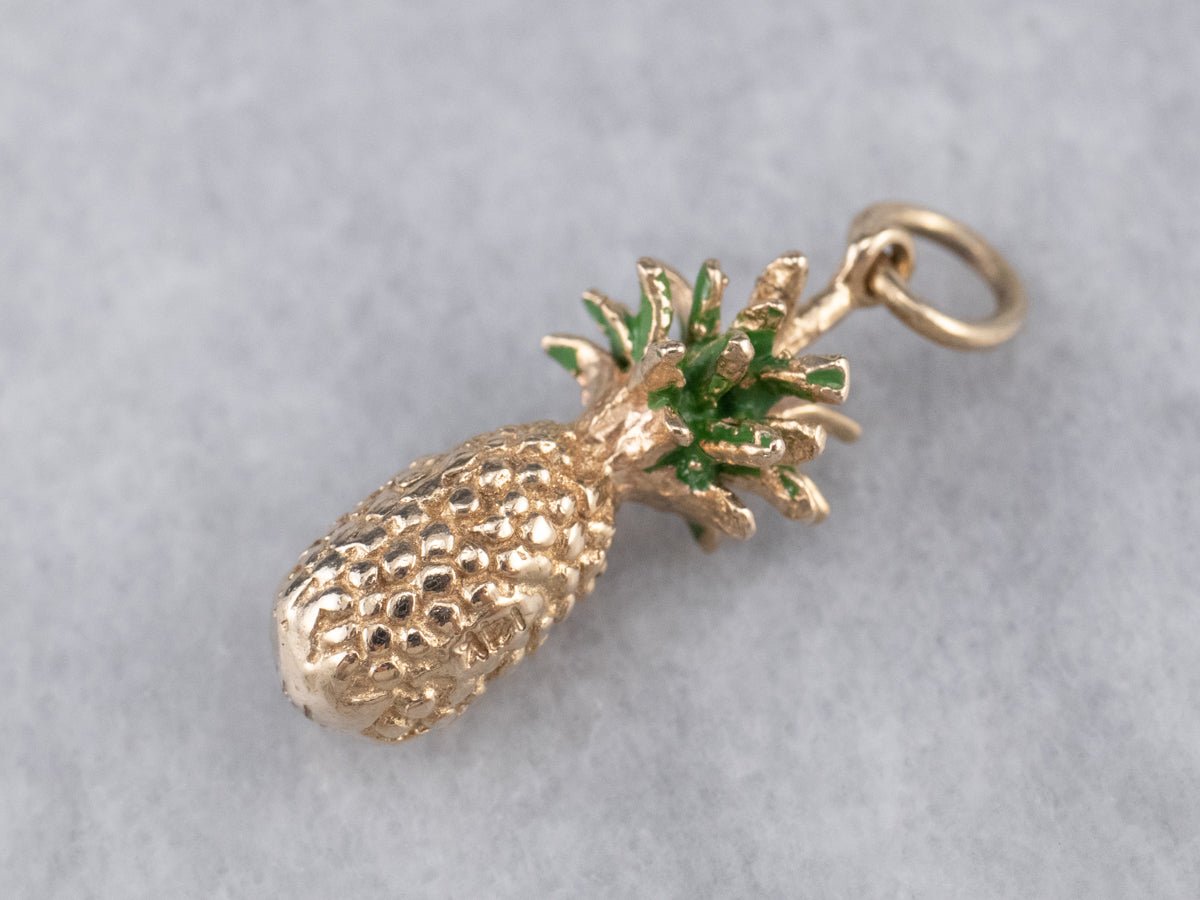 Enamel 14K Gold Pineapple Charm