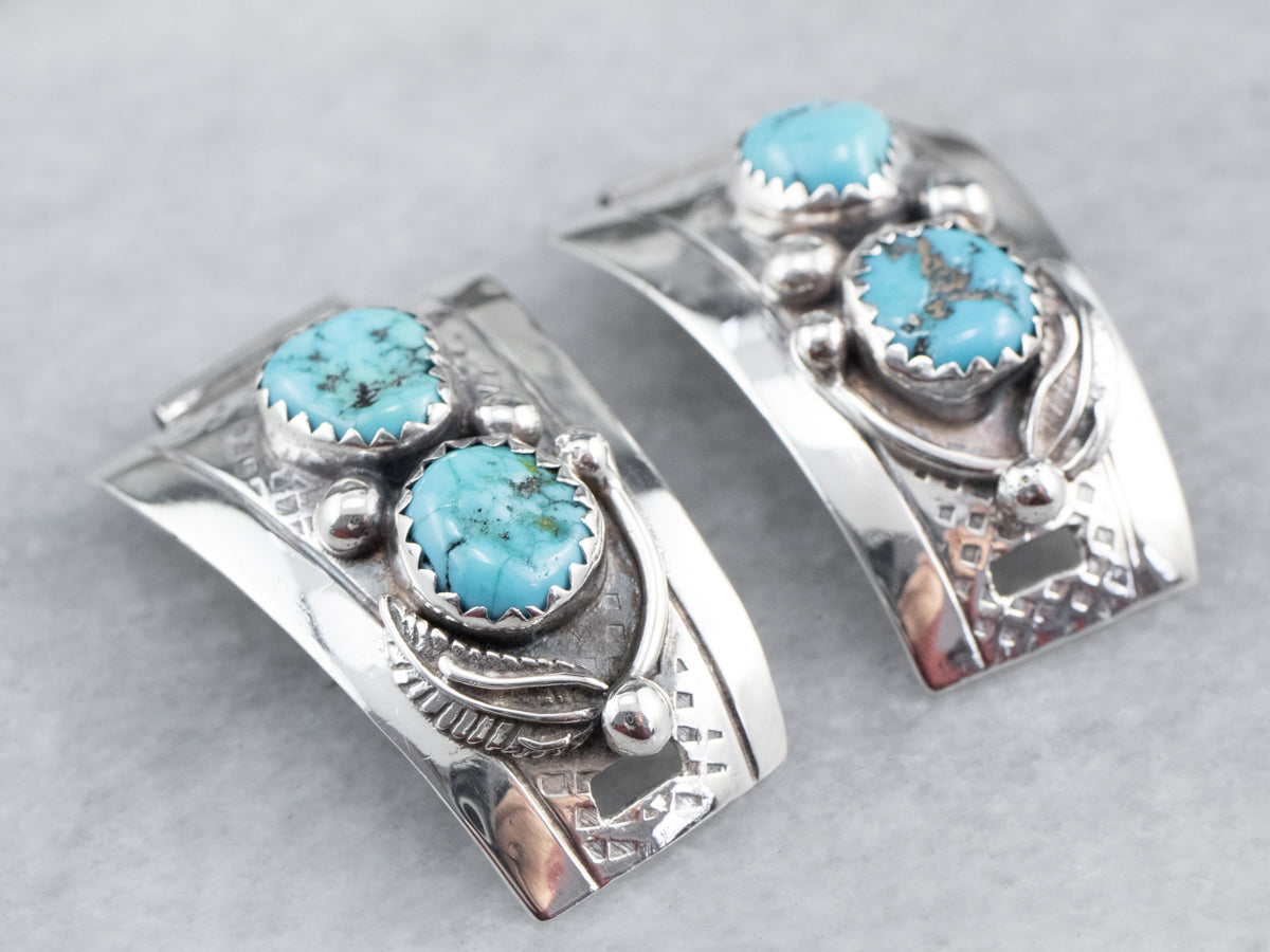 South West Style Sterling Silver Turquoise Watch Tips