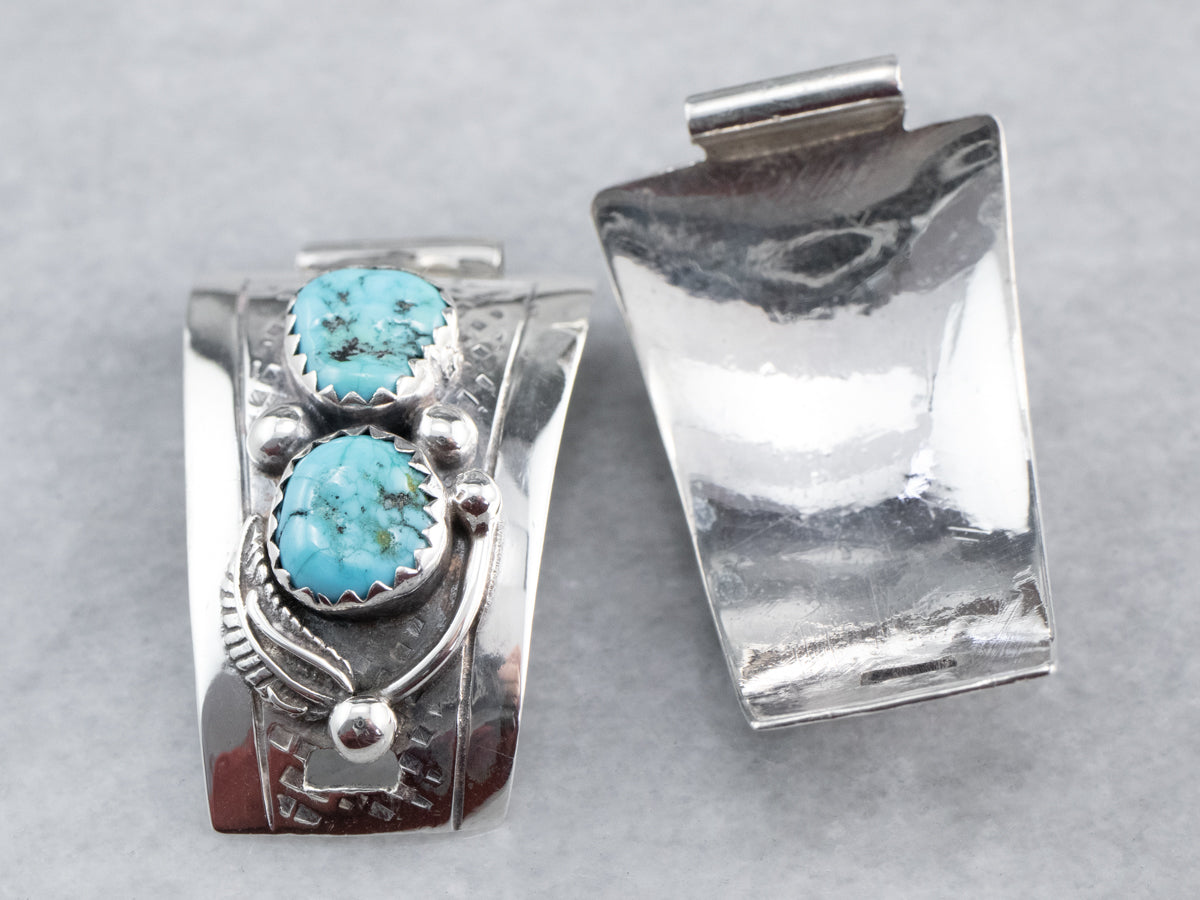 South West Style Sterling Silver Turquoise Watch Tips