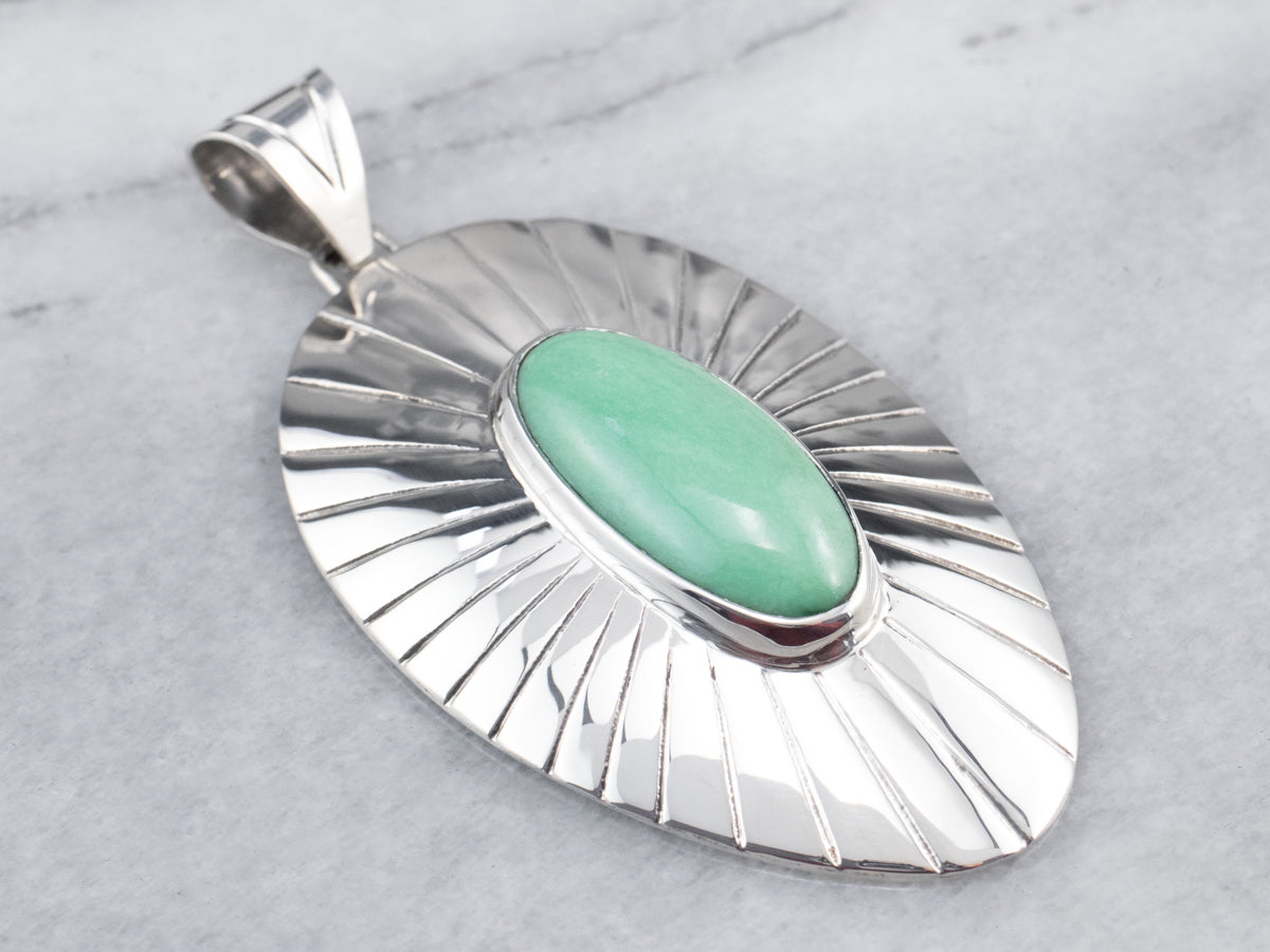 Unisex Sterling Silver Jade Pendant