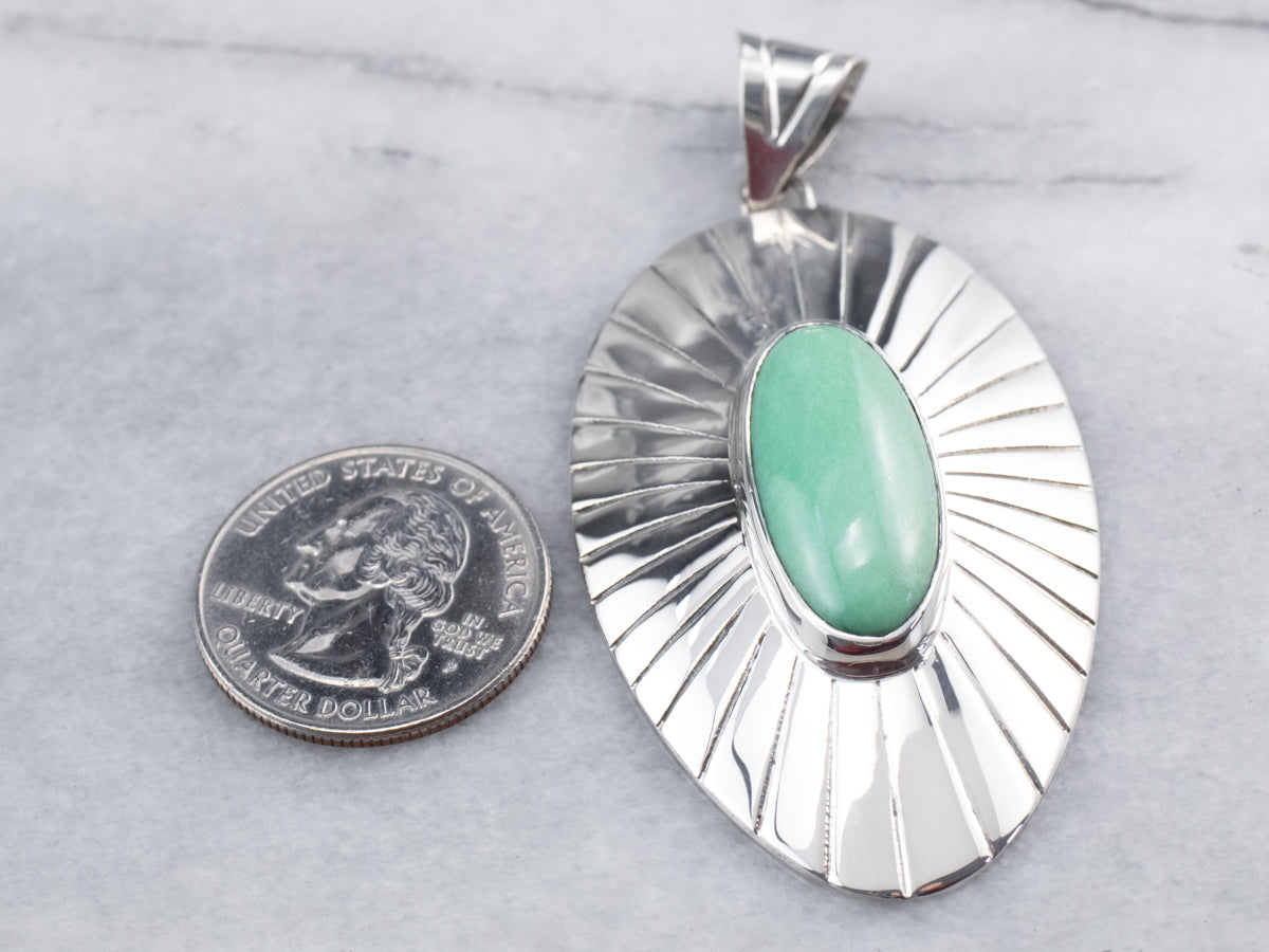 Unisex Sterling Silver Jade Pendant