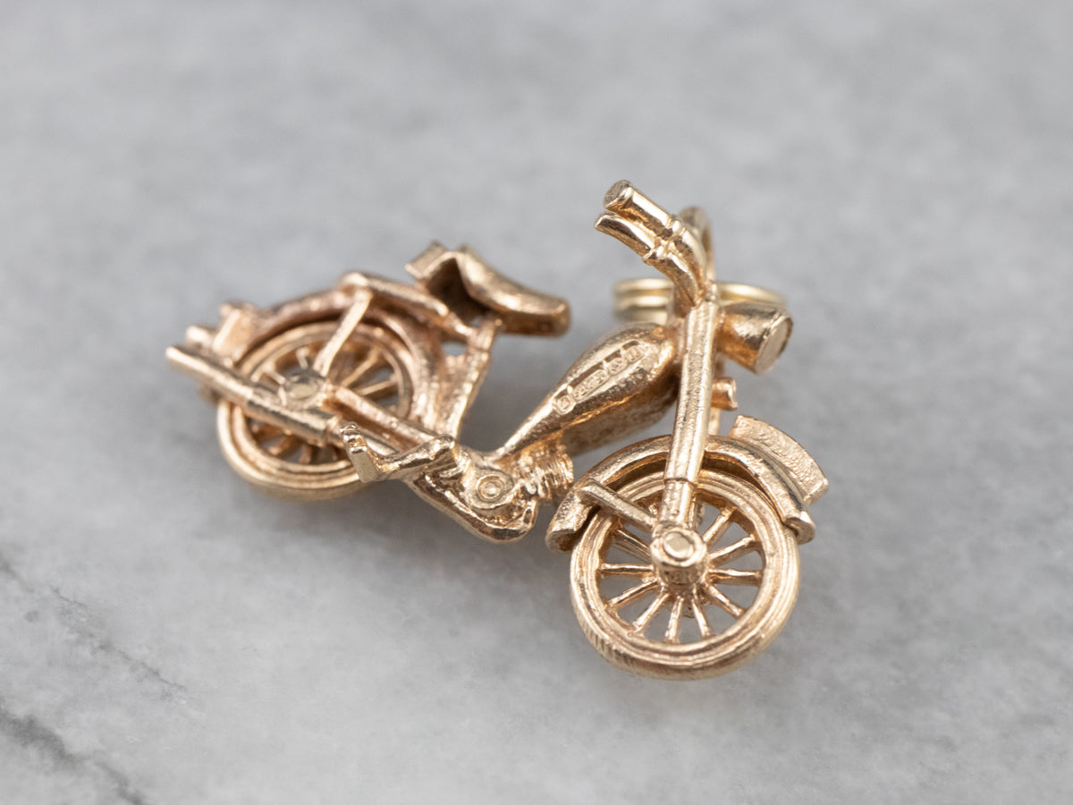 Polished Gold Motorcycle Charm