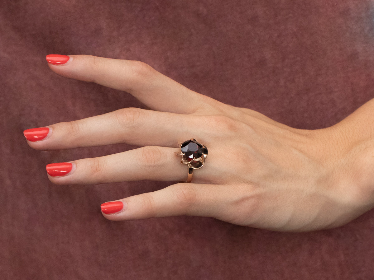 Pyrope Garnet Rose Gold Cocktail Ring