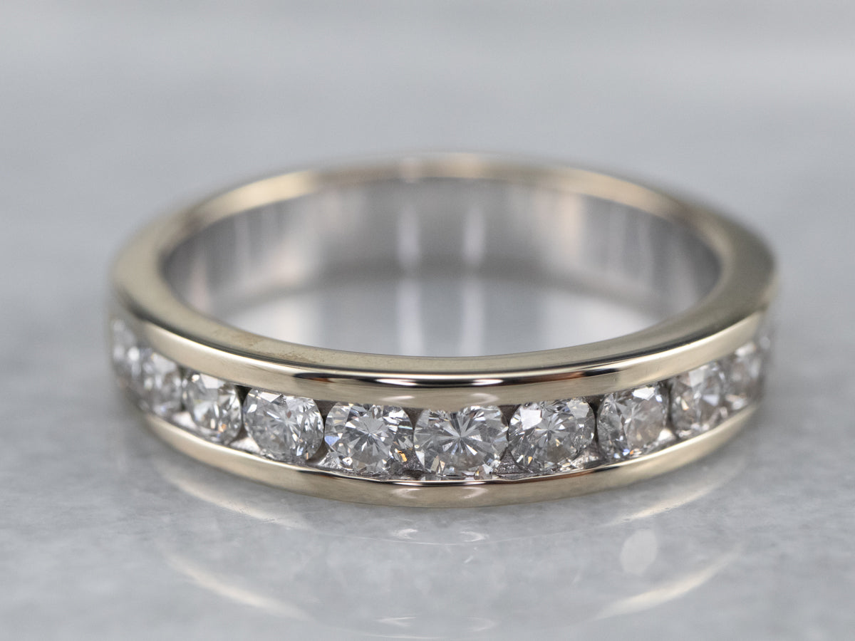 Channel Set White Gold Diamond Band