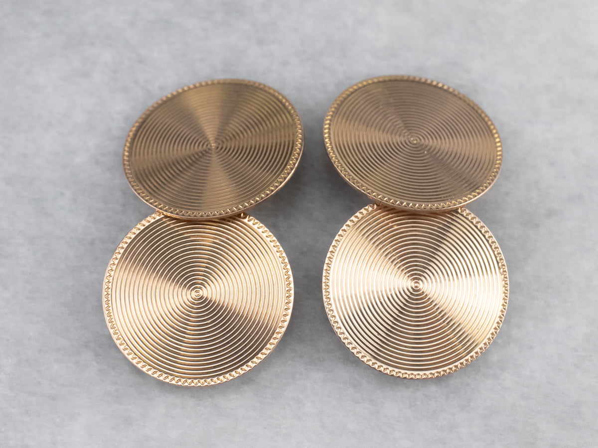 Vintage Rose Gold Round Cufflinks