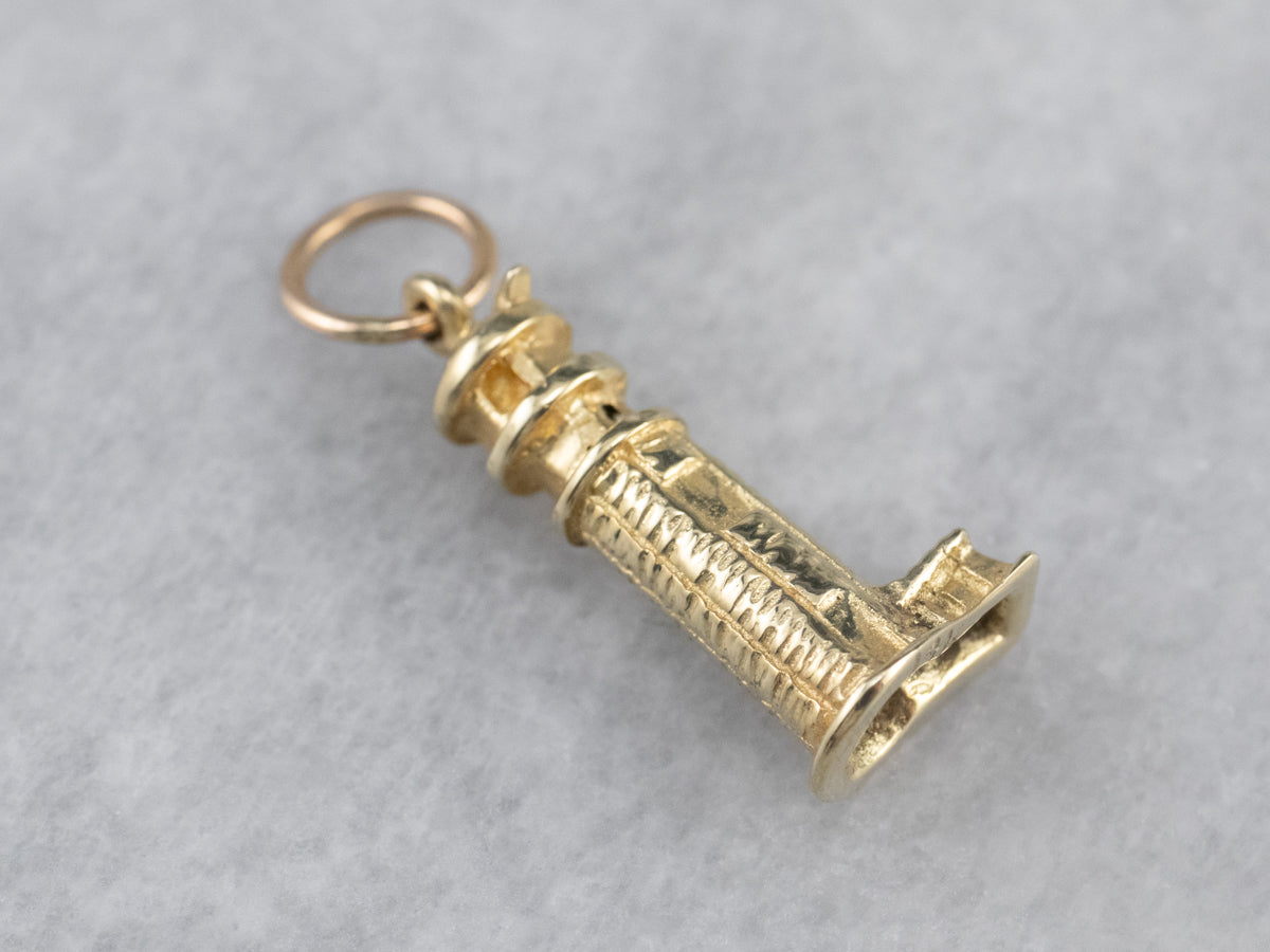 14K Gold Lighthouse Charm