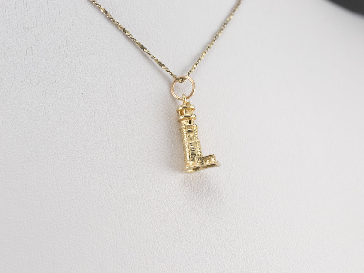 Lighthouse Pendant and Necklace Jewelry, Maine State Quarter Coin hand Cut, 14K Gold and Rhodium Plated, deals 1 '