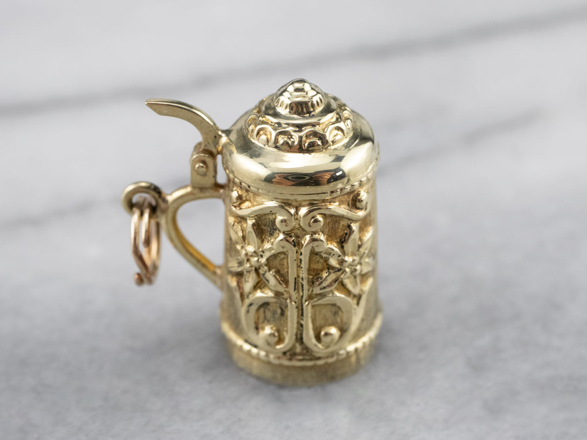 Vintage Beer Stein Gold Charm