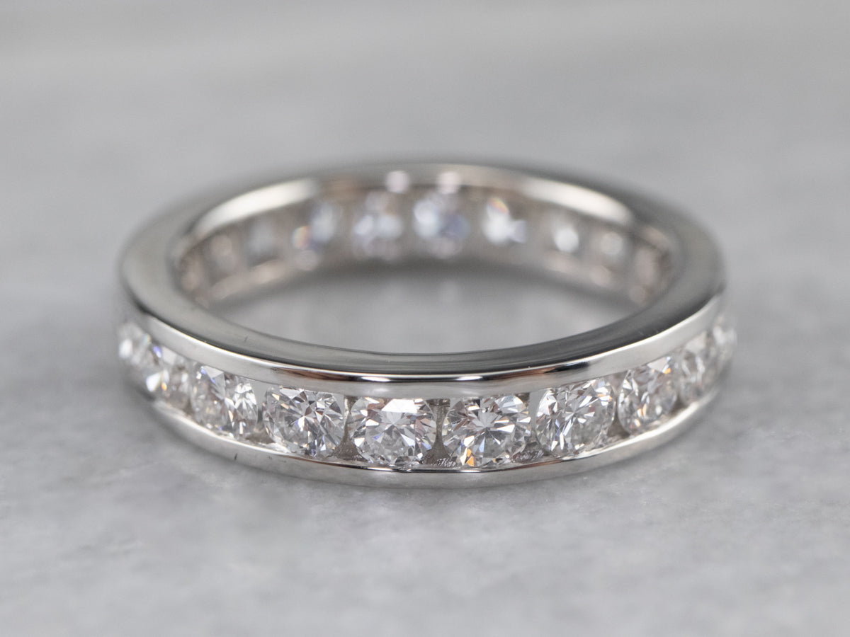 Channel Set Diamond Platinum Eternity Wedding Band