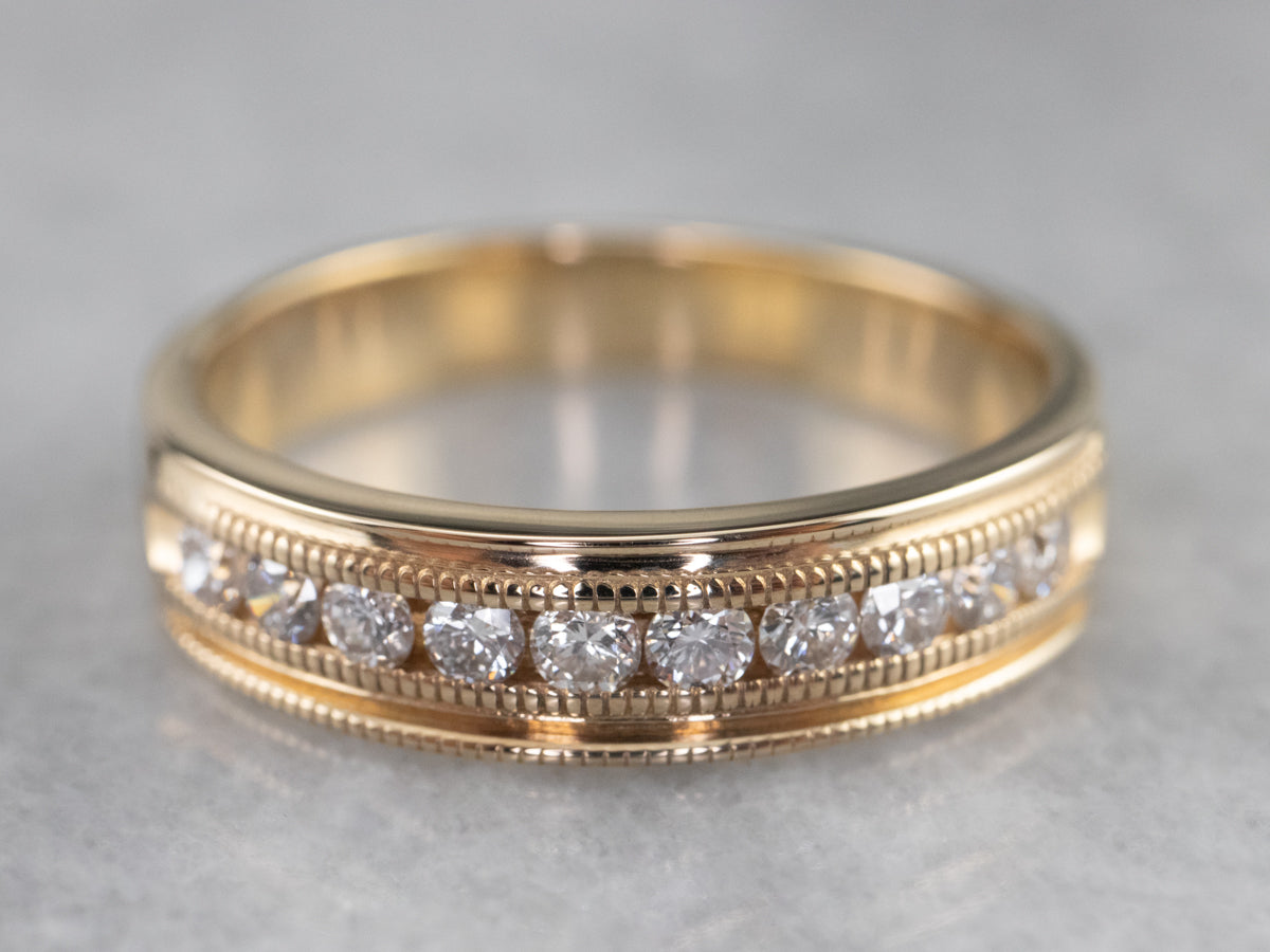 Channel Set Diamond Gold Wedding Band