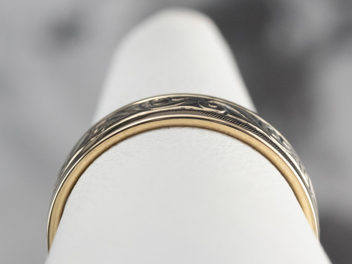 Vintage Yellow Gold Scrolling Pattern Band