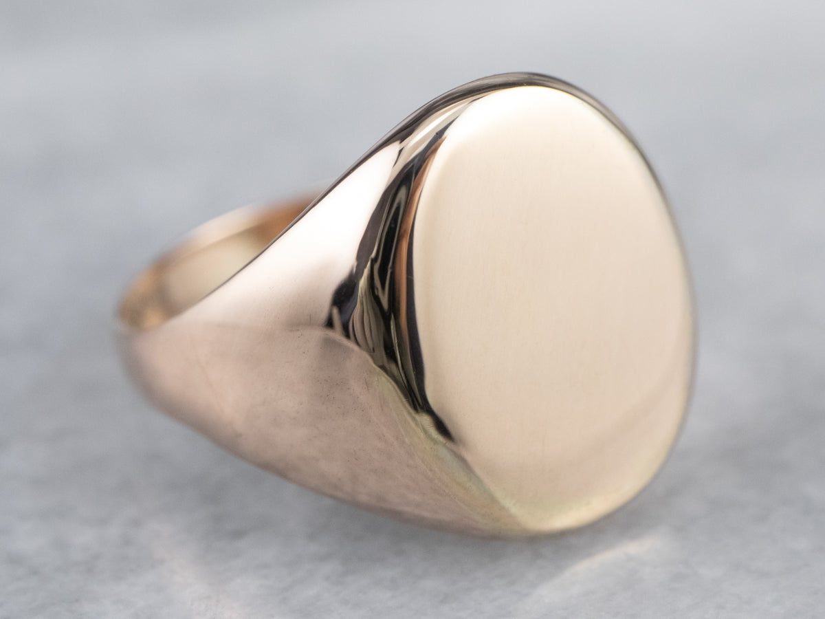 Antique Plain Rose Gold Signet Ring