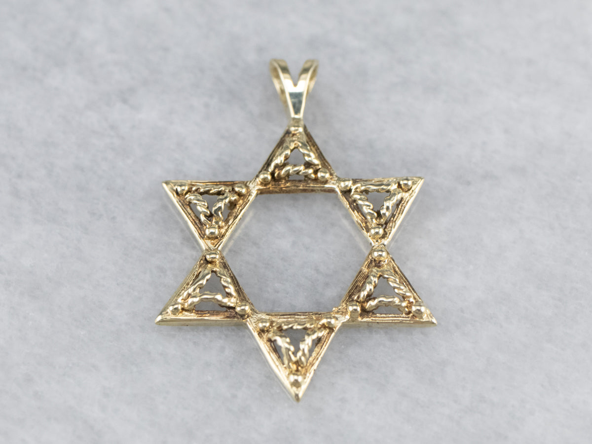 Gold Filigree Star of David Pendant