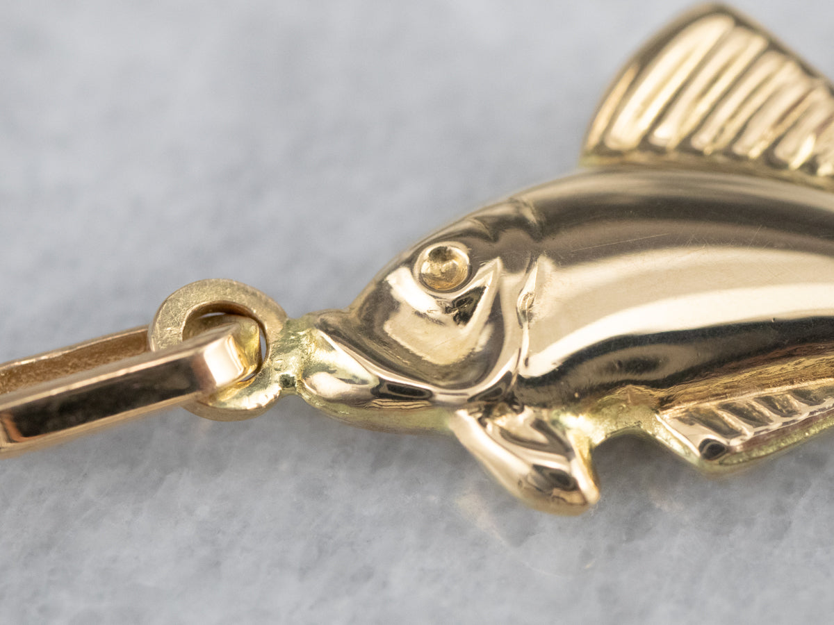 14k Yellow Gold Fish Pendant Charm 32mm orders 2g