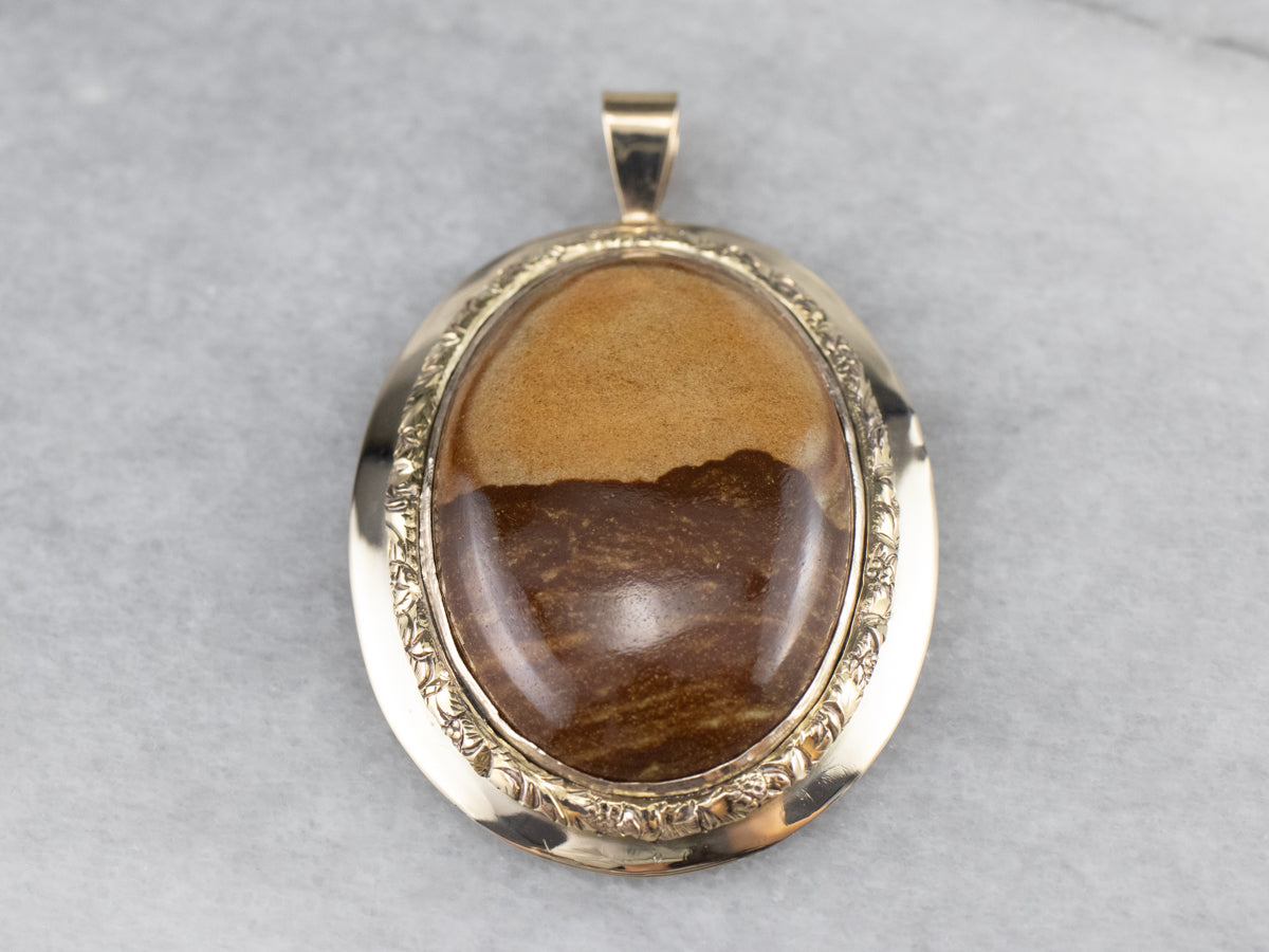 Etched Gold Jasper Pendant