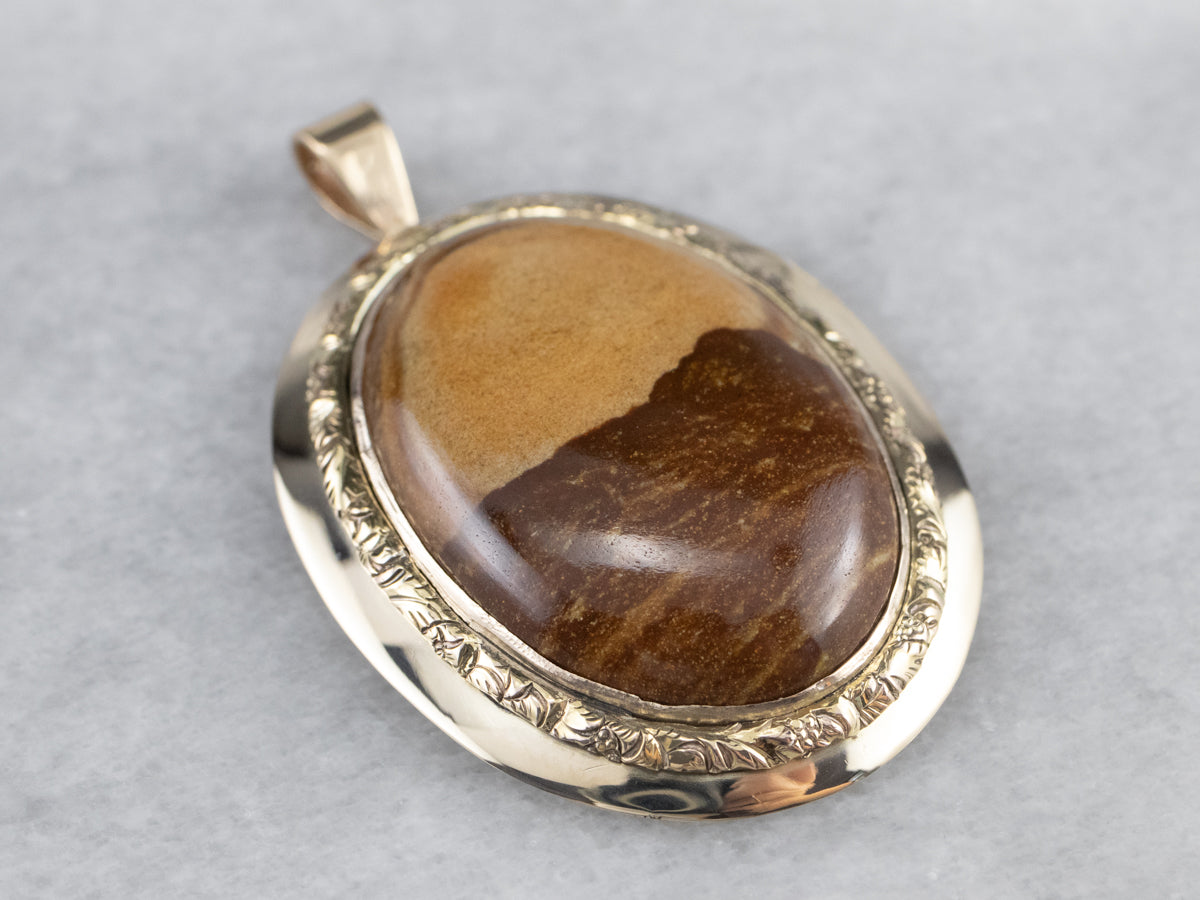 Etched Gold Jasper Pendant