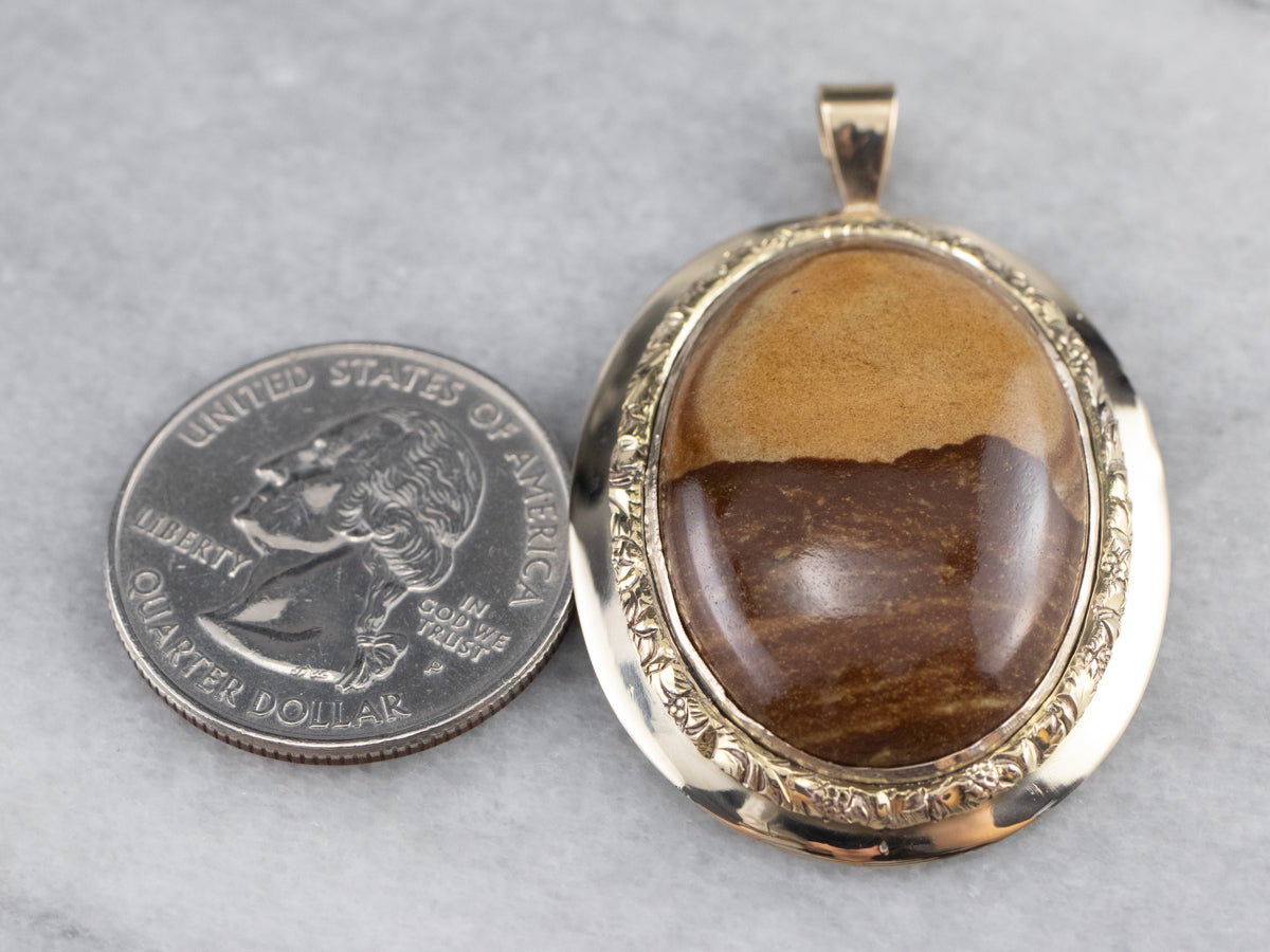 Etched Gold Jasper Pendant