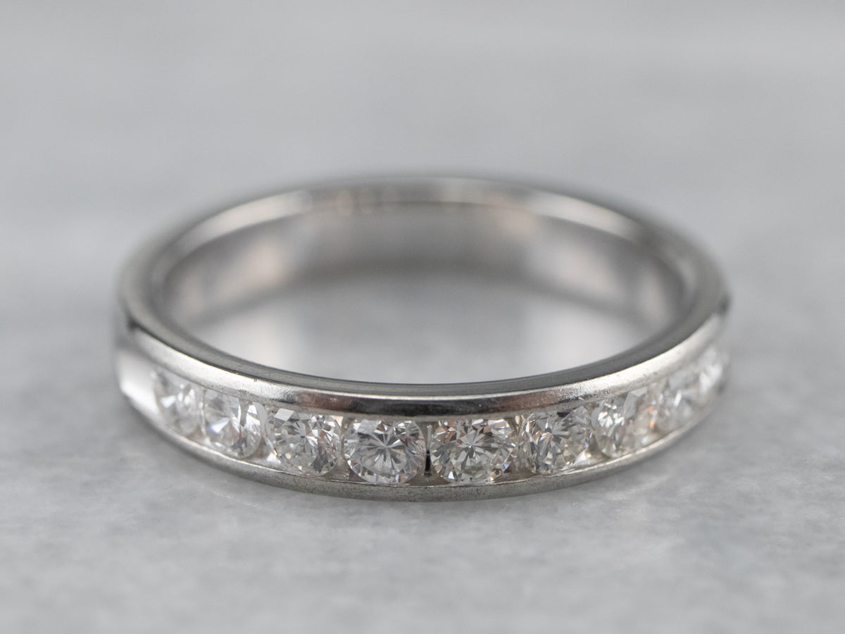 Channel Set Diamond Platinum Wedding Band