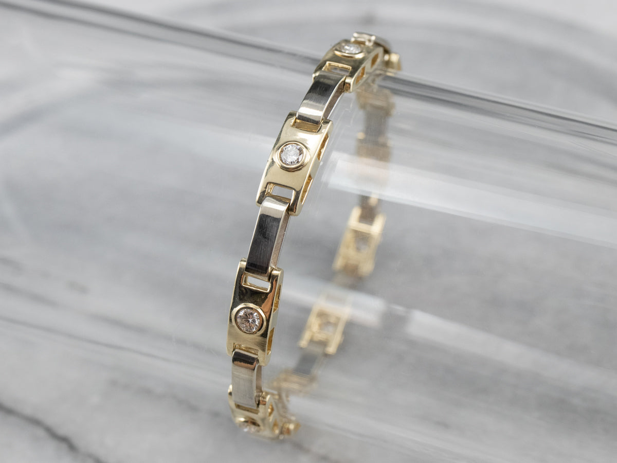 Gold Bezel Set Diamond Link Bracelet