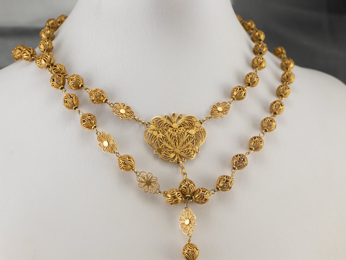 Portuguese Gold Filigree Rosary