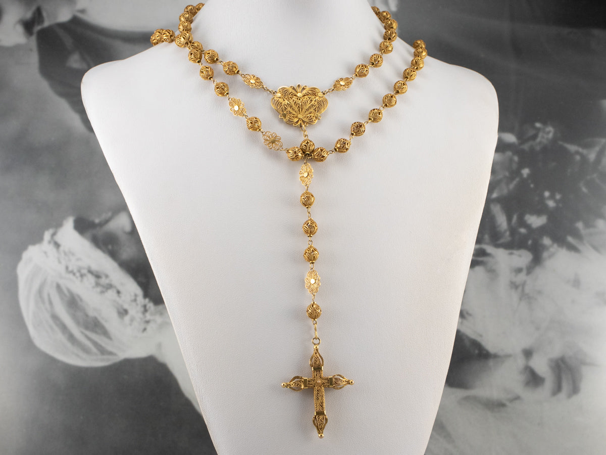 Portuguese Gold Filigree Rosary