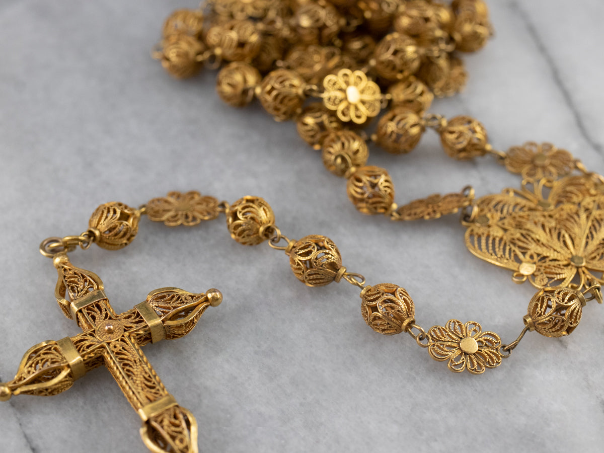 Portuguese Gold Filigree Rosary