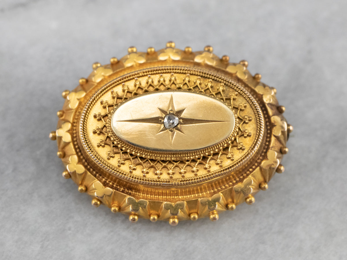 Market Square Jewelers Victorian Diamond Gold Brooch Locket